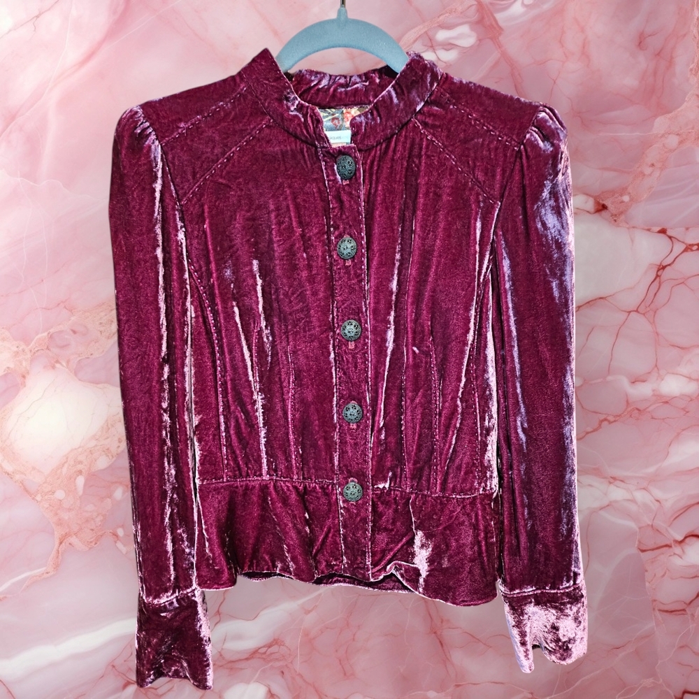 Nordstrom Classiques Entier XS Burgundy Velvet Jacket